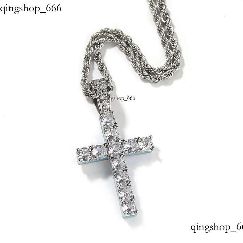 necklace moissanite chain New Cross Personalized Side Glow Set PendantCuban Chain Hip Hop Personality jewelry Moissanite dia e9