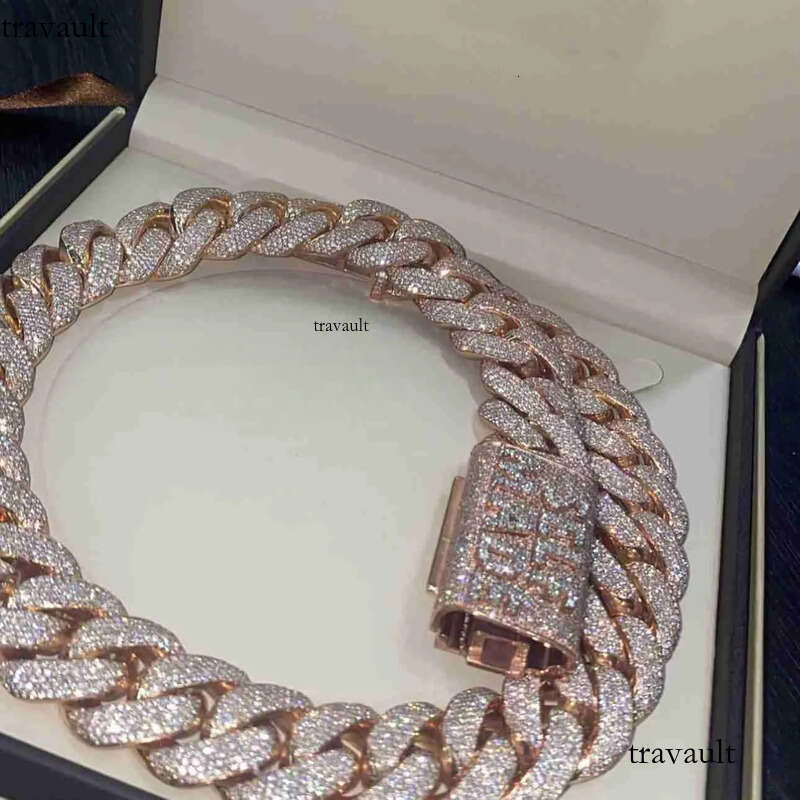 Pendant Necklaces Zuanfa Jewelry Hip Hop Rose Gold Made Miami VVS Moissanite Dia Cuban Link Chain with Custom Name Clasp 25M