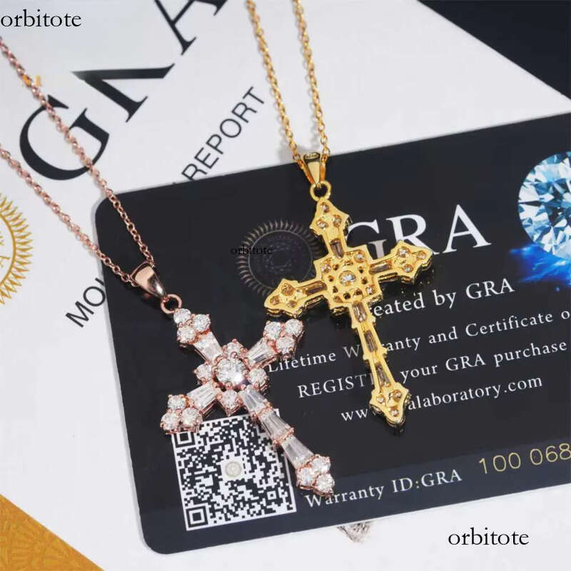 Pass Tester Classic Iced Out Hip Hop Style Link Chain Sier VVS Moissanite Dia Women Jewelry Cross Pendant Necklace ac