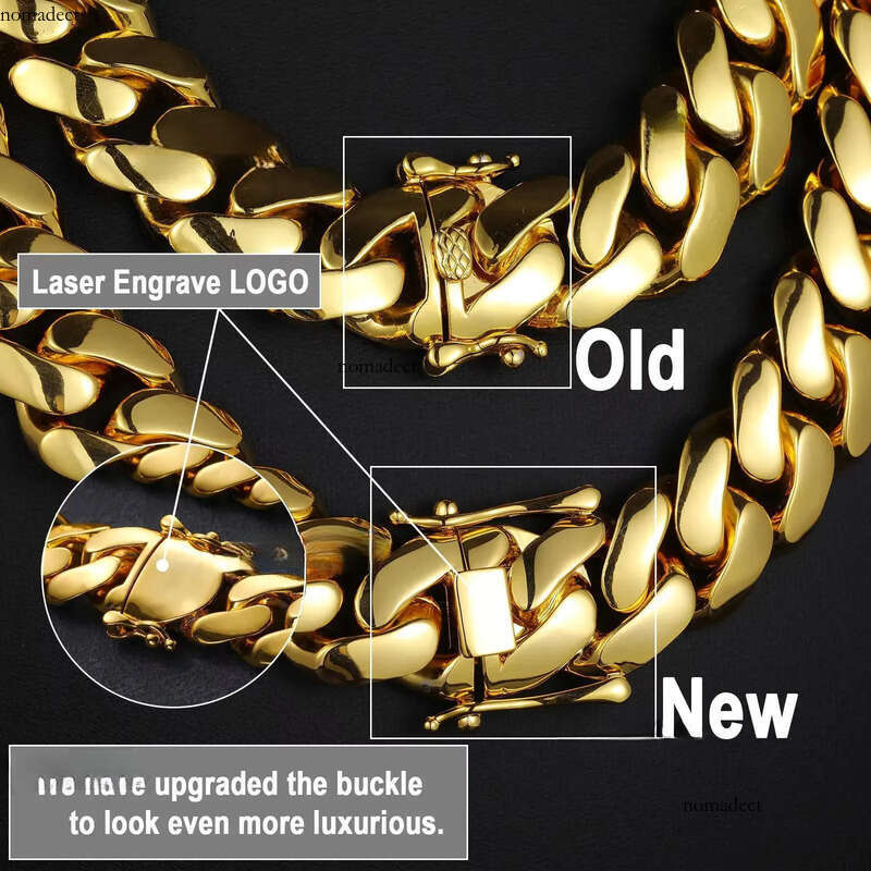 Cadenas cubana Wholesale Hip Hop Jewelry 14K Gold Plated Choker Solid Miami Cuban k Chain Necklace For Men a8