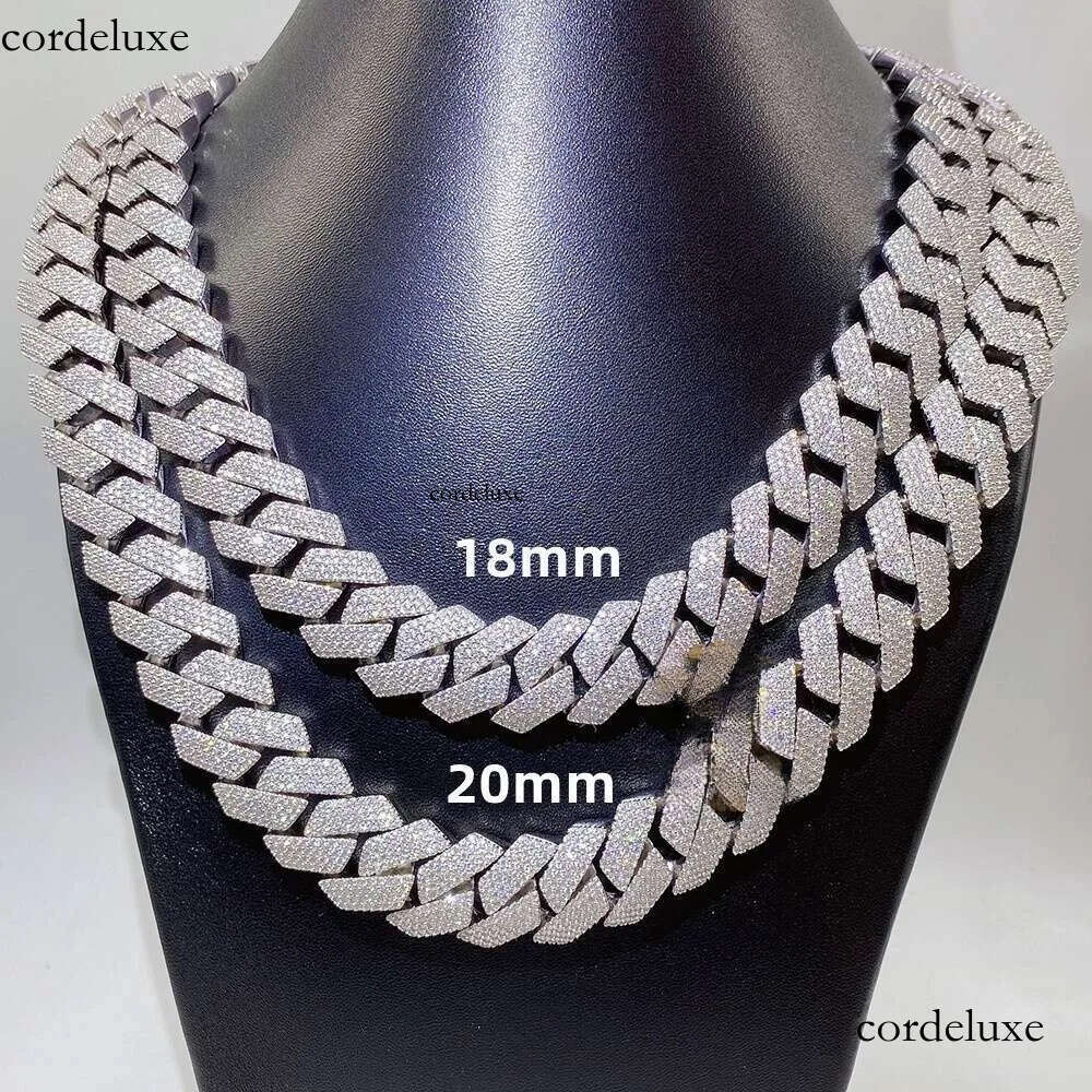 Hot Selling Sterling Sier Hip Hop Jewelry Pass Dia Tester 15Mm 18Mm 20Mm Miami Moissanite Cuban Link Chain 02