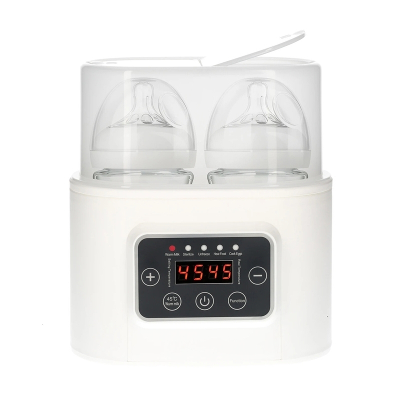 Baby Bottle Warmer 5-in-1 Digital Baby Food Heater with Timer Digital Display Double Bottle Steam Sterilizer Defrosting US PLUG 231222