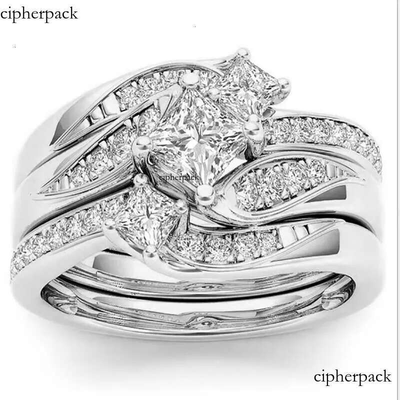 DHcollections Rose Gold Plated Simulated Dia Micro Set With Zircon Three Engagement Ring 1b