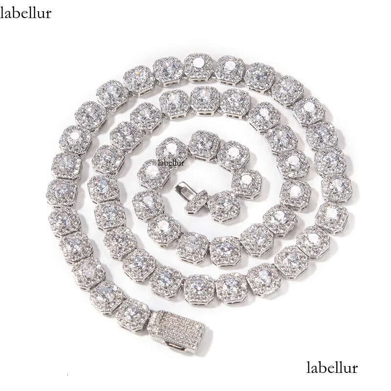 Necklace bracelet Moissanite Dia Custom Vvs Cuban Link S Sier 8mm 12mm Large Tennis Chain Solid Back Hiphop a4
