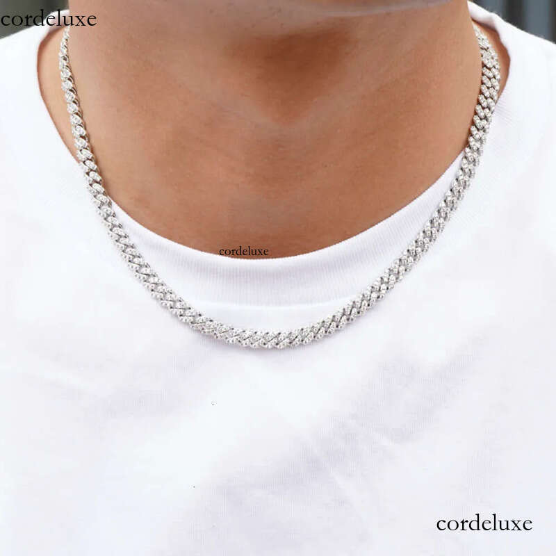 pendant necklaces fine jewelry 6mm 8mm Vvs dia moissanite necklace set cuban link sterling sier women men chain miami cubanlink 2f