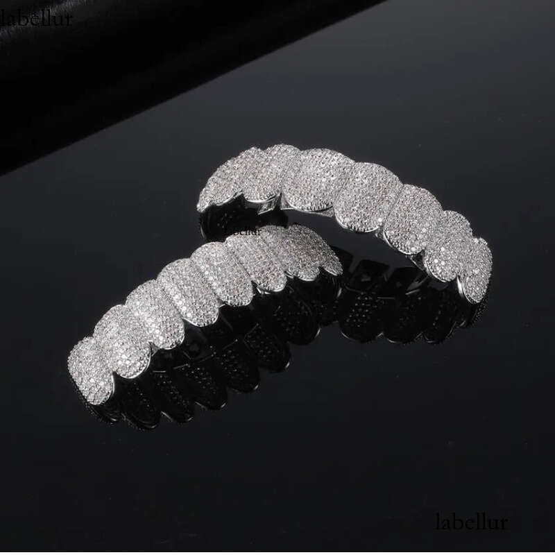 Exclusive Customization Moissanite Teeth Grillz Iced Out Hop Sier Decorative Braces Real Dia Bg Tooth Grills For Men Women No Need Provide Molds ff