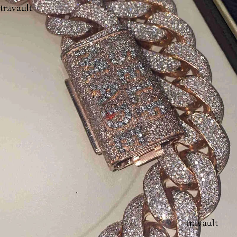 Pendant Necklaces Zuanfa Jewelry Hip Hop Rose Gold Made Miami VVS Moissanite Dia Cuban Link Chain with Custom Name Clasp 25M