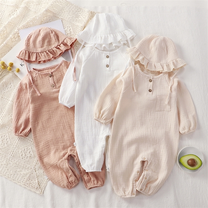 Rompers Autumn Spring Baby Romper Muslin Cotton Kids Jumpsuit born Girl Boy Clothes Toddler Onesie Infant Ouitfit Set Baby Clothing 230720