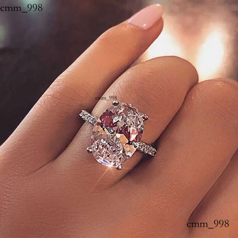 Extra large dia ring Classic 100% Sterling Sier 9 CT Oval Created Moissanite Gemstone Wedding Engagement Ring Fine Jewelry Gift