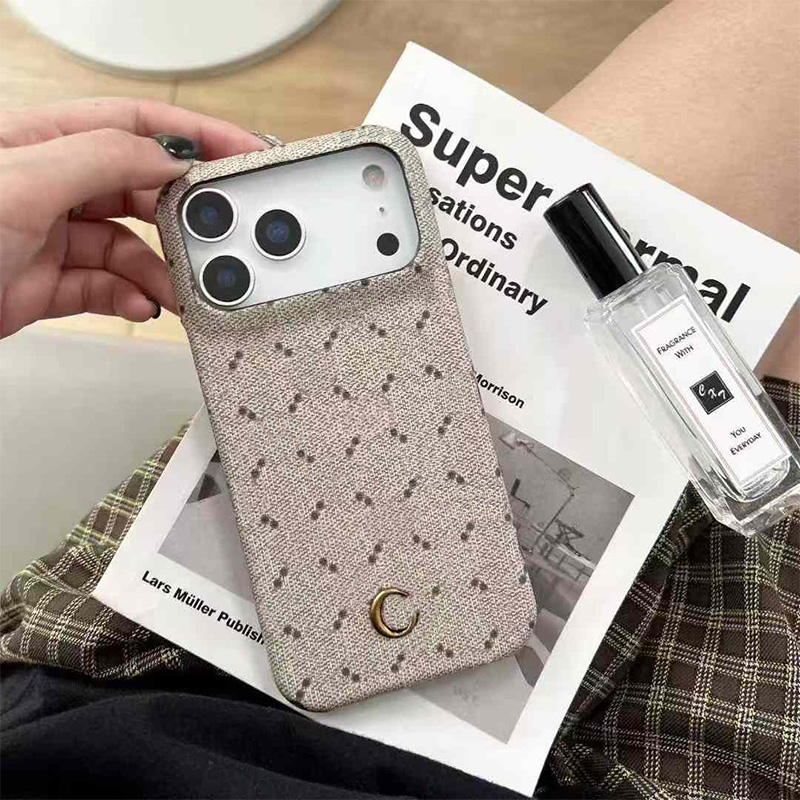 Designer Phone Case 17 Pro Max Golden Badge Luxury iPhone Case with Card Holder for iPhone 15 ProMax Cases Apple i 14 13 12 11 Plus Cell Phone Cases Leather Mobile Cover