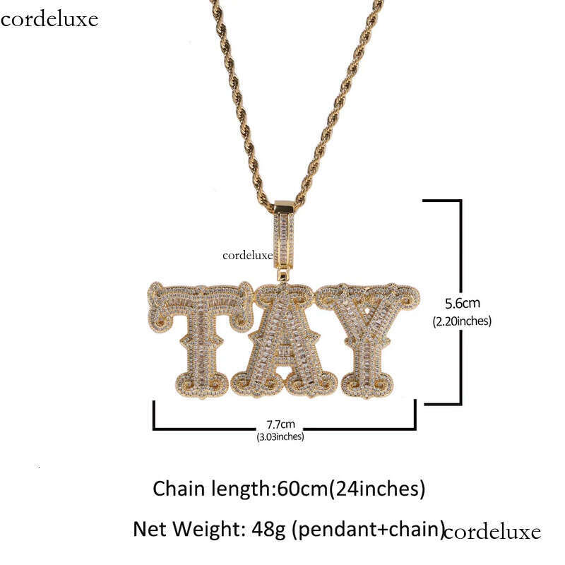 hip hop full barbed rock sugar letter DIY splicing combination personalized necklace GRA moissanite dia gold sier cuban link 39