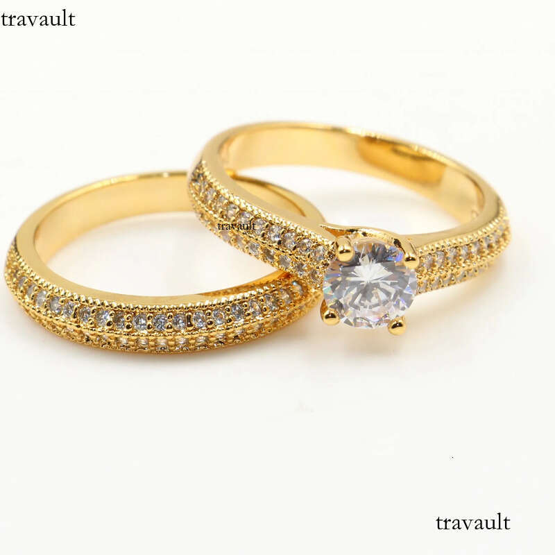 Wholesale Professional Lots Of Stock Classical Fashion Jewelry Sterling Sier&Gold Fill Round Cut White Topaz CZ Dia Wedding Ring