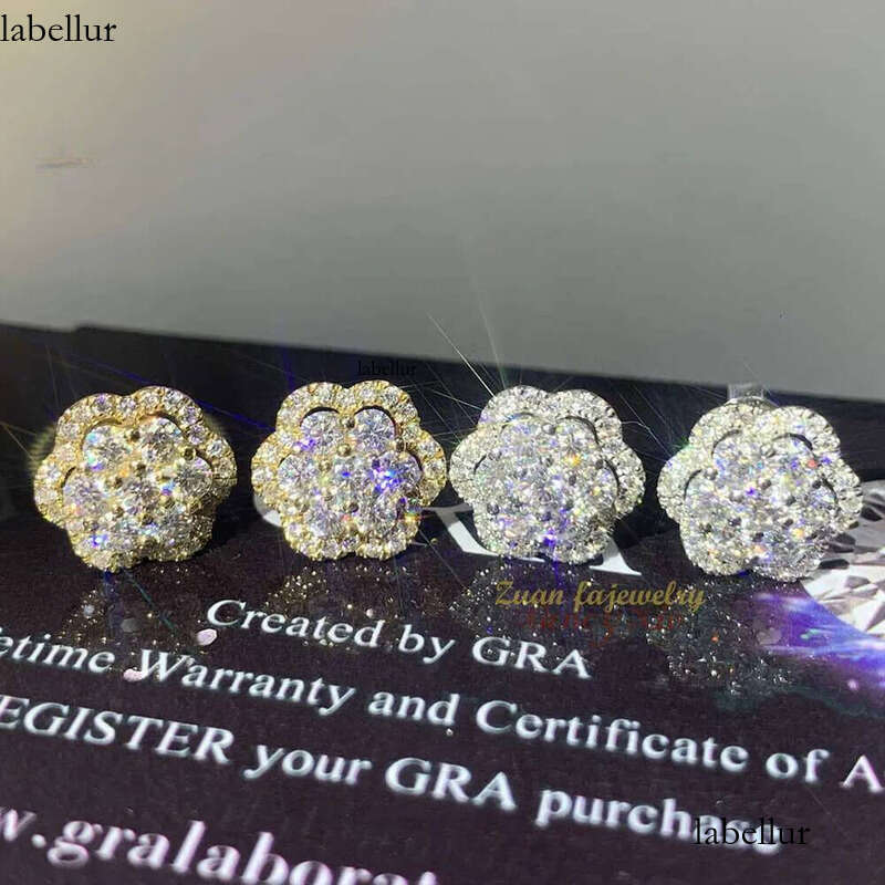 Hot Wholesale Unique Small Fancy Shiny 10K Real Gold Dia Moissanite Stud Earrings For Men de