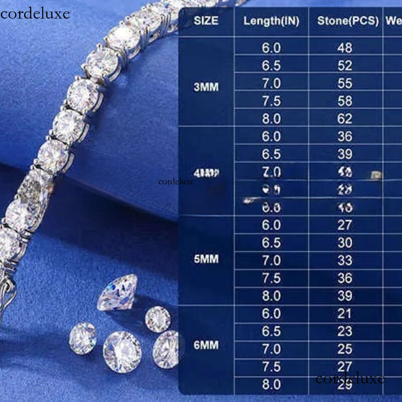 3mm-6mm Sterling Sier VVS Moissanite Tennis Bracelet Pass Dia Test Free Engraved Bling Men's Fine Jewelry For Women b4