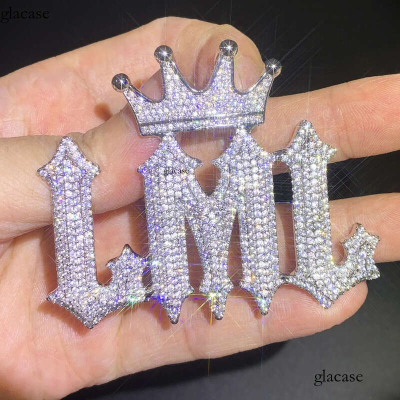 DIY Custom A-Z Burr Letters Name Pendant Necklace TopBling 5A Zircon Crown Clasp Jewelry d3