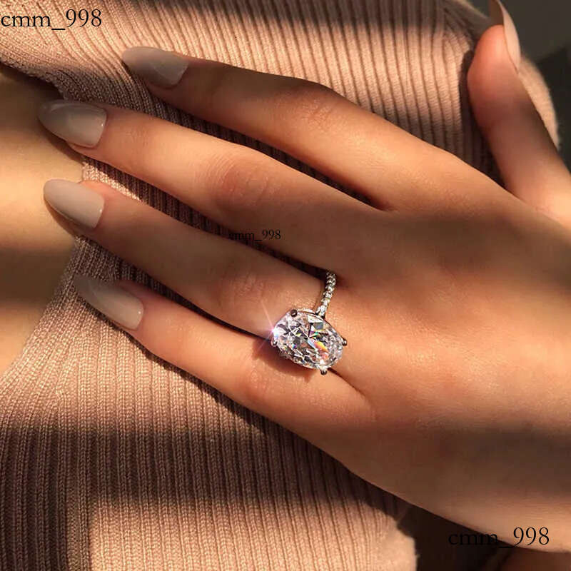 Extra large dia ring Classic 100% Sterling Sier 9 CT Oval Created Moissanite Gemstone Wedding Engagement Ring Fine Jewelry Gift