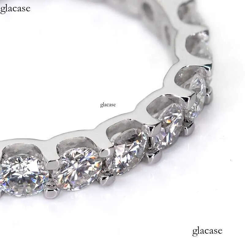 Popular Gold Plated 2mm 3mm Sterling Sier Eternity Moissanite Band Ring 76