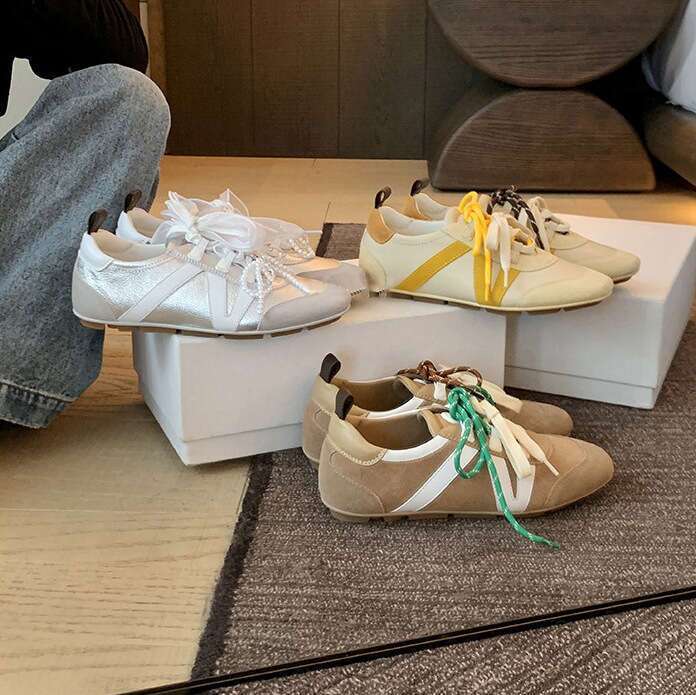 Elegant women's casual shoes Designer Shoes fashion Women Sneakerina lambskin suede calf leather sneaker outdoors Casual De Xun training shoes Size 35-41