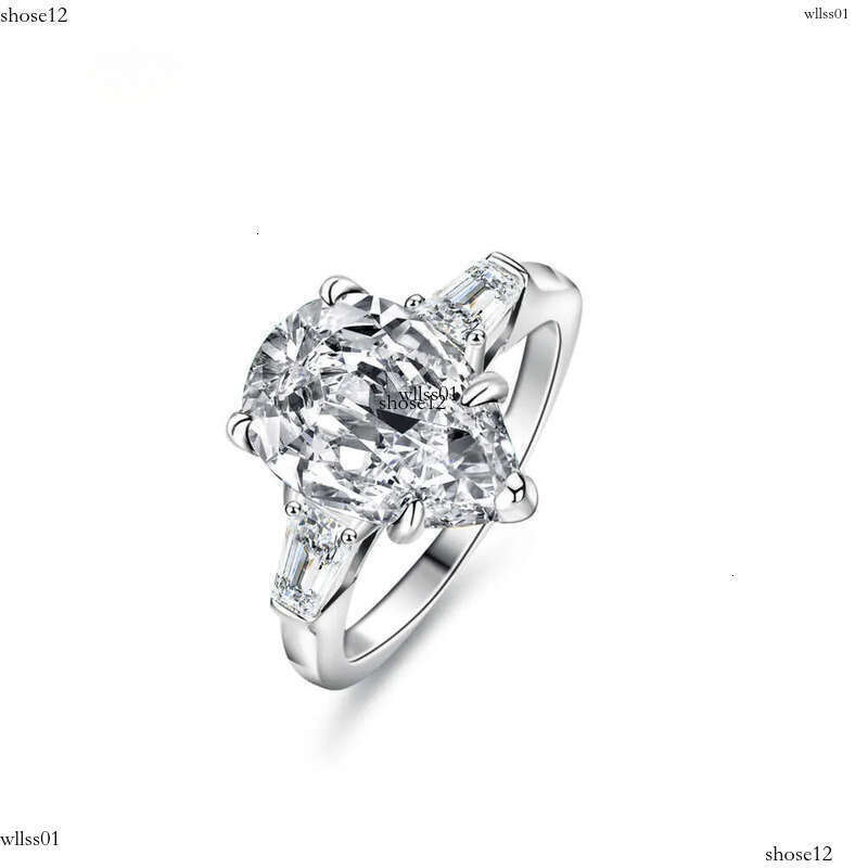 2024 New Luxurious Bridal S Sterling Sier Engagement Ring Elegant Pear Cut 4Ct VVS Moissanite Dias Classic