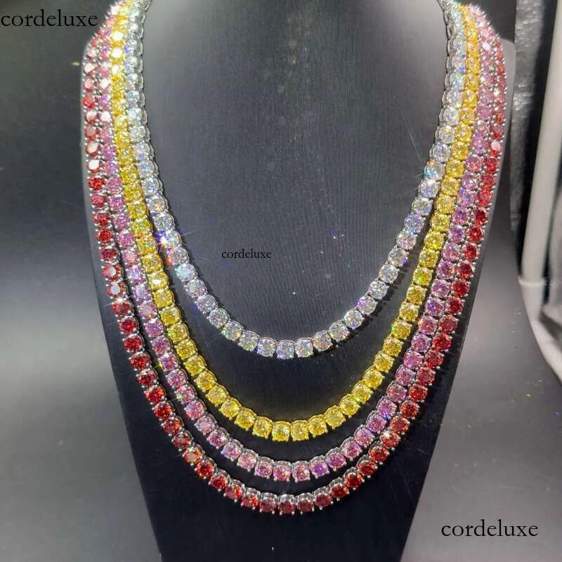 in Stock Pink Color Sier 3mm 4mm 6.5mm Vvs Moissanite Tennis Chain Bracelet Custom 14k Real Solid Gold Jewelry d3
