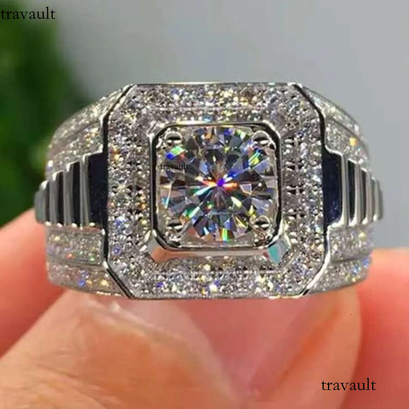DHCollections Light Unisex Trendy White Zircon & Dia Ring Round Brilliant Cut for Anniversary Fashion Accessories