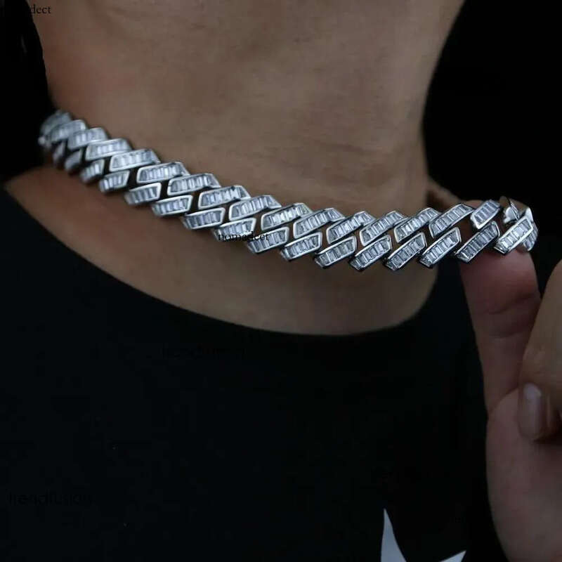 moissanite necklace designer jewelry cuban k Customization Cuban Necklace Full Iced Out Hiphop Chain Pass The Dia Test chain chains for men 04