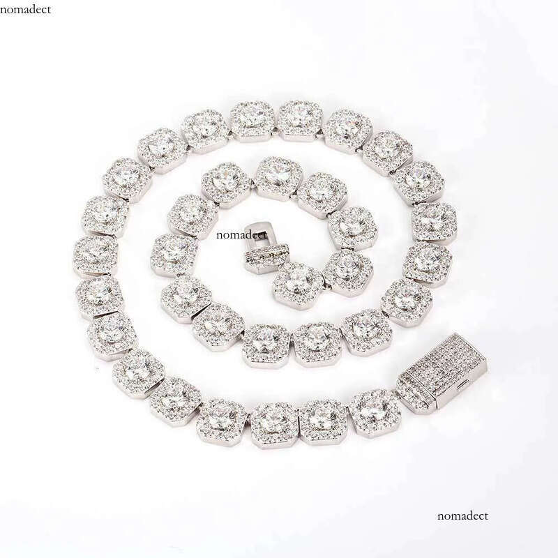 necklace moissanite chain Hip Hop Necklace Gold Plated Jewelry Iced Out Dia Clustered Tennis Chain ba