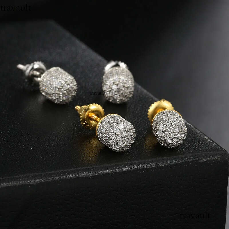 HipHop Half Round Thread Earrings for Women Micro Set AAA Zircon Party Banquet Womens Jewelry