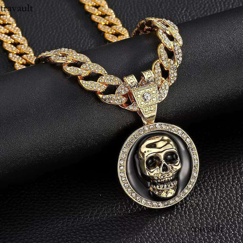 DHcollection 15MM Miami Cuban with Skull Pendant Chain for Men's Hip Hop Rapper Choker