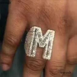 Designer Jewelry Customized Personalized Hiphop Fully Iced Out VVS Baguette Moissanite Dia Men Letter Rings