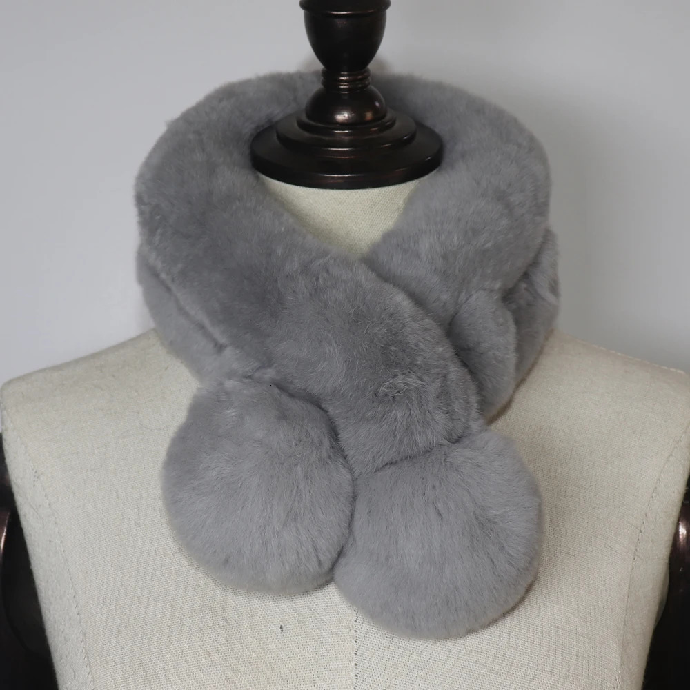 Rex Rabbit Fur Scarf Women Winter Warm Real Rex Rabbit Fur Scarf Natural Soft Rex Rabbit Fur Scarves Lady Real Fur Mufflers 250929