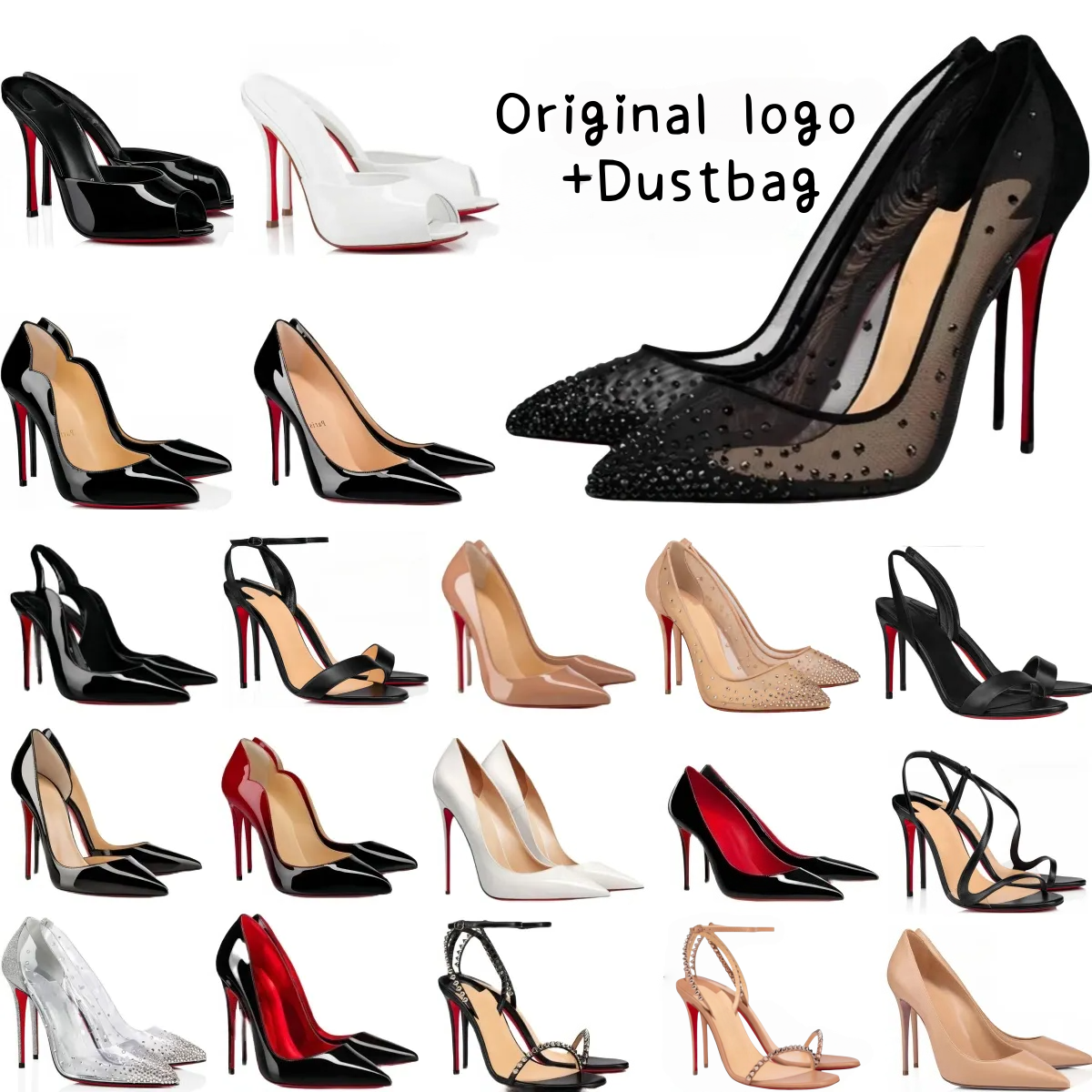Heels Designer Women High Heels Red Shiny BottomShoes 6cm 8cm 10cm 12cm Stiletto Genuine Leather Woman Pumps Wedding Shoes Sexy Party Sandals with Red Dust Bag 35-44