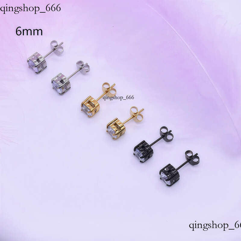 Stainless Steel Four-Prong Inlaid Zircon Crystal Simple Personality Small Earrings 56