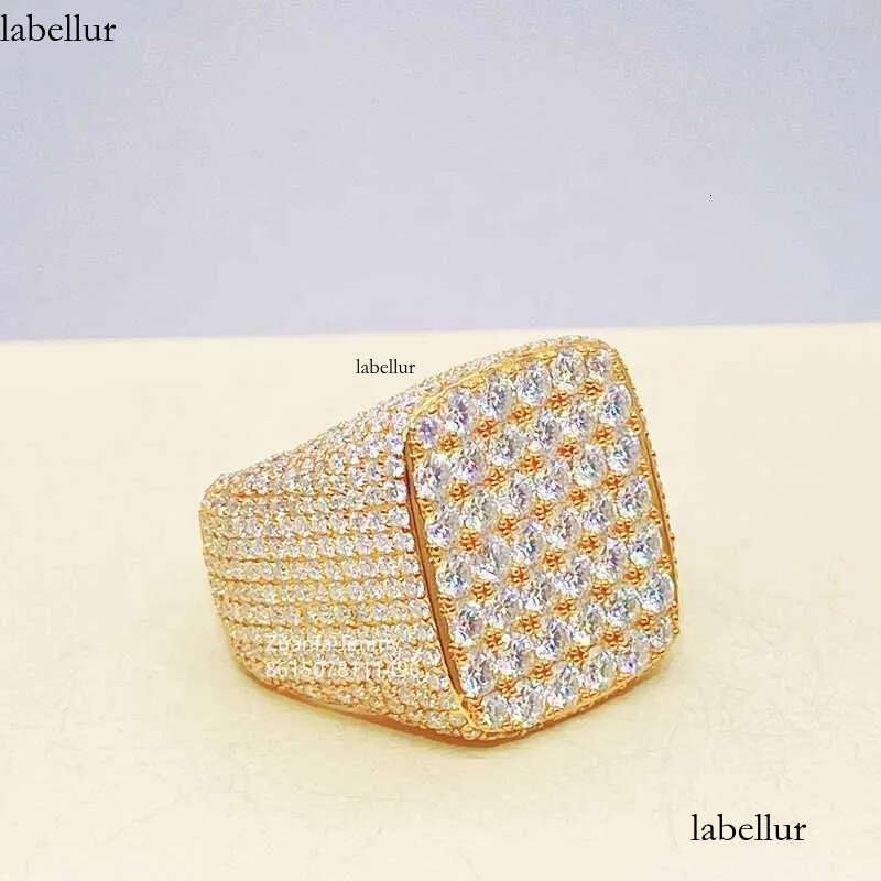 Hip Hop Ring Shining Bling Sterling Sier 14K Gold Plated Iced Out Jewelry VVS Moissanite Dia Pinky Rings cb