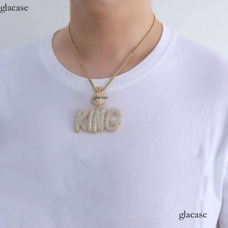 A-Z Custom Name Letters Pendant Necklaces Jewelry Dollar Symbol Buckle Clasp Full TopBling Zircon 47