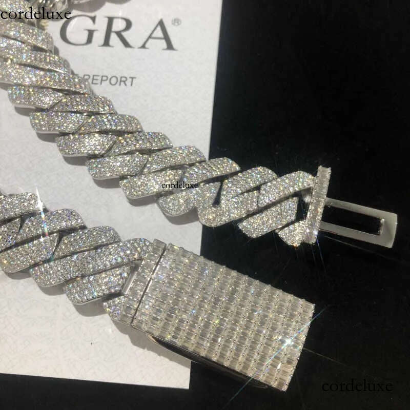 necklace moissanite chain sterling Sier pendant Miami Cuban Chain Moissanite Hip Hop Jewelry necklaces for men 6e
