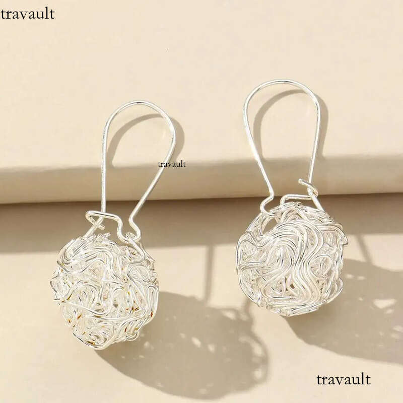 Korean Style Hollow Ball Pendant Stud Earrings for Women Vintage Party Jewelry Wholesale Sweet Friend Gift Aretes Brincos