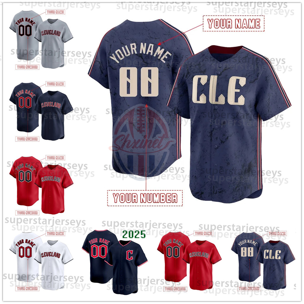 Custom 2025 baseball Jerseys Steven Kwan Naylor Jose Ramirez Clase Brennan Freeman Shane Bieber Carlos Santana Clevelandcity