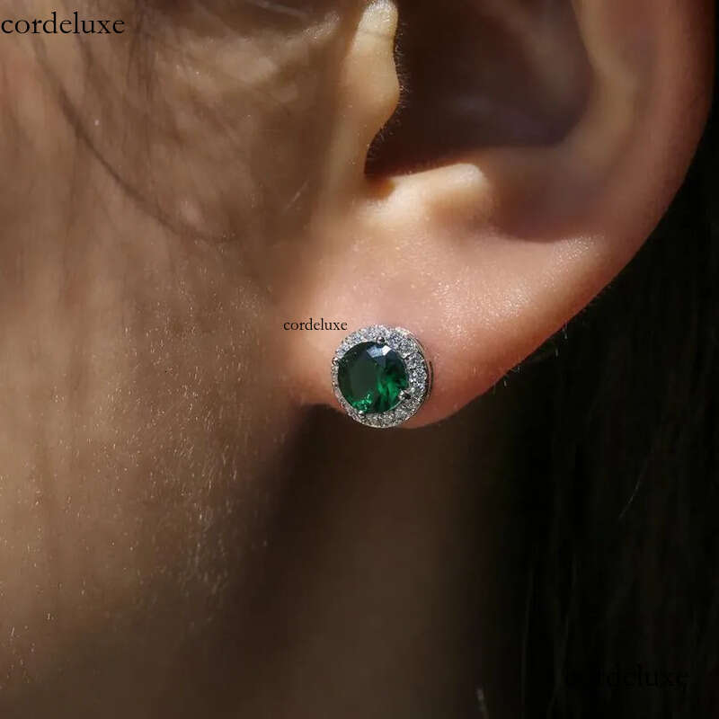 2024 Drop Ship Stud Earrings Simple Fashion jewelry Sterling Sier Round Cut 5A Cubic Zircon CZ Dia Gemstones Party Women EarringGift ae