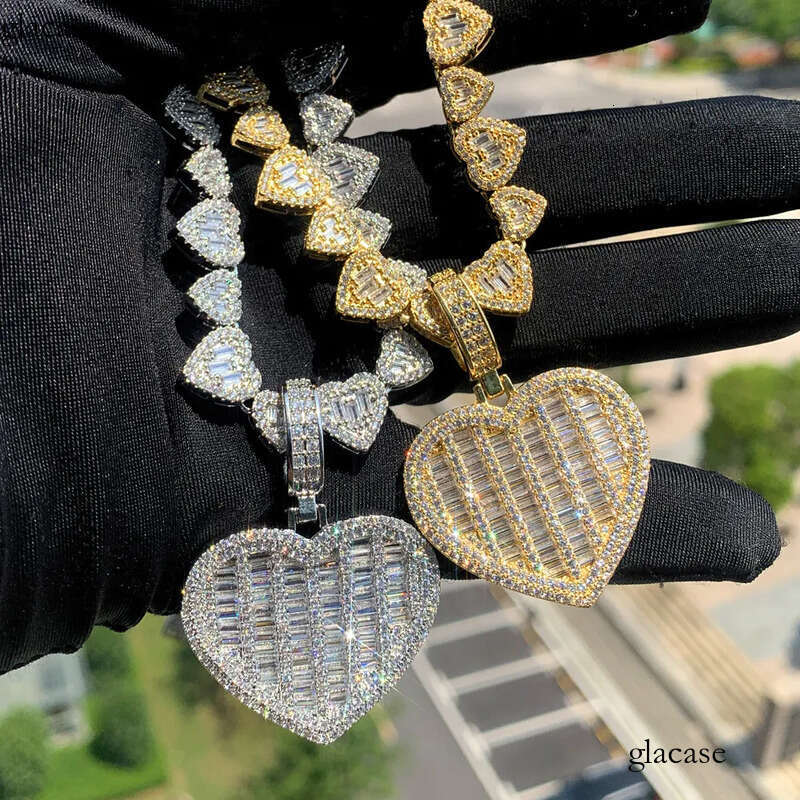 Hip Hop Pendant Necklace with Heart Shape Chain Gold Plated Jewelry c7