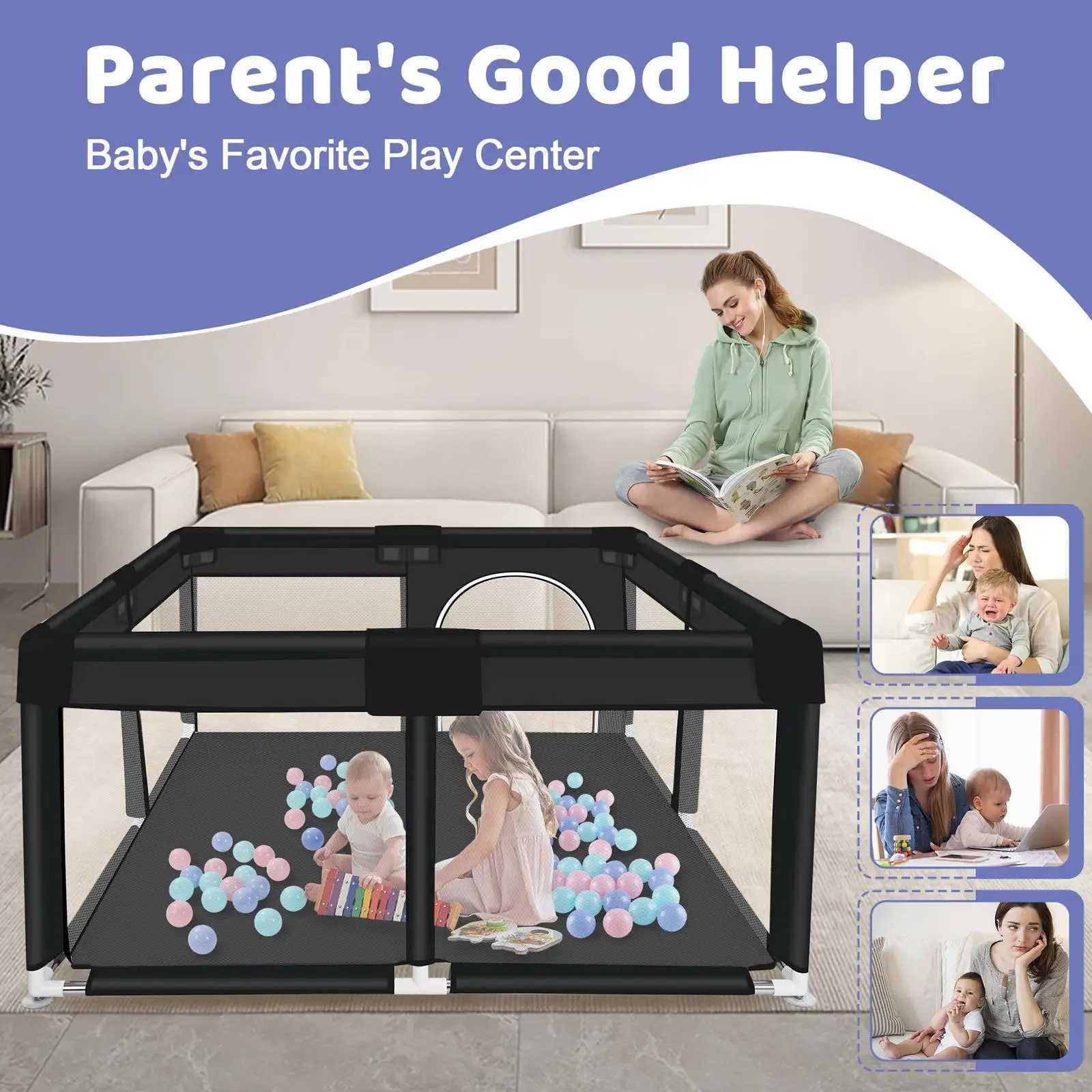 ANGDUO Square Baby Playpen Large 5050 Inch Safet Baby Activity Fence Safety Baby Playard For Boy Girl Indoor Outdoors Usage C250929