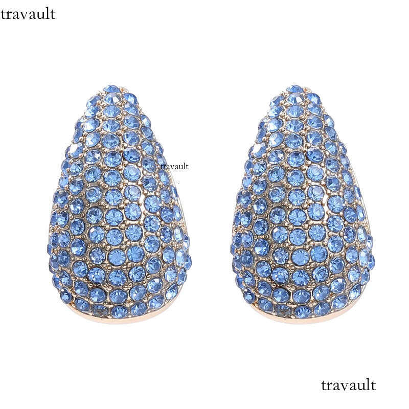 Multicolour Crystal Gold Plated Studs Women Water Drop Stud Earrings Wind Rhinestone Wedding Jewelry Gifts 7Colors