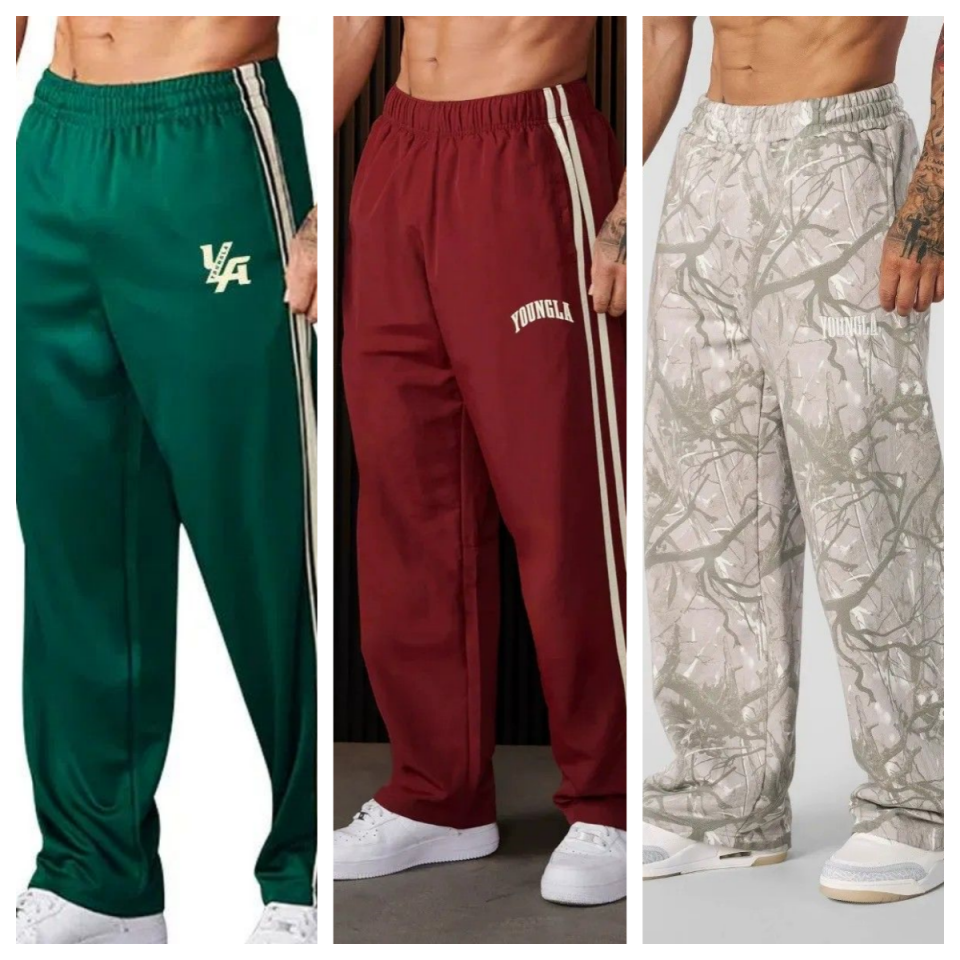 Men's Pants YOUNG LA American sport pants gym fitness jogging training casual pants cotton terry print flower cuff trousers designer shorts pants sweatpants