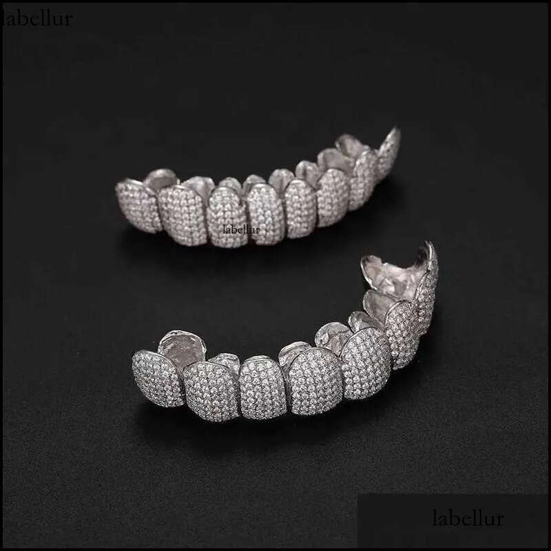 Grillz Dental Grills Exclusive Customization Moissanite Teeth Iced Out Hop Sier Decorative Braces Real Dia 9b