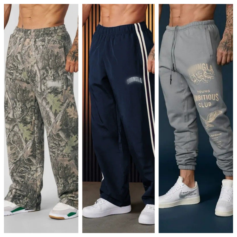 Men's Pants Mens Jeans YOUNG LA American fashion brand high street sweatpants Jogger gym sports fitness casual straight leg slacks2025
