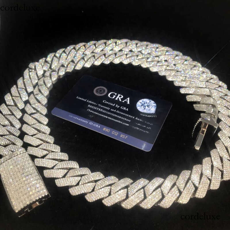 sterling Sier pendant fashion Necklace Men's Miami Cuban Chain Moissanite Hip Hop Jewelry necklaces for women 20mm 0b
