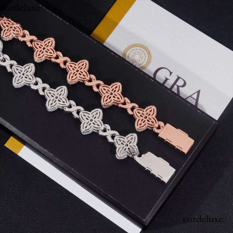 Cheapest Price Custom Iced Out Rapper Men Jewelry Hip Hop VVS1 Moissanite Dia Clover Cuban Bracelet 0b