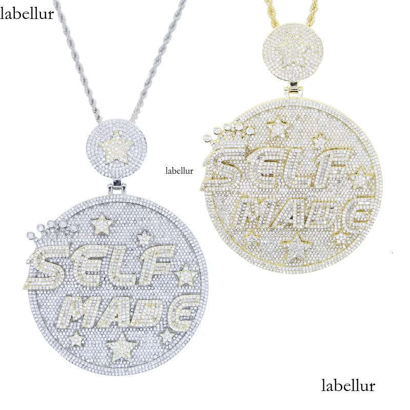necklace moissanite chain Self Made Letter Iced Out Pendant for MenCubic Zirconia Cz Charm Gold Plated Hip Hop Fashion Jewelry 49