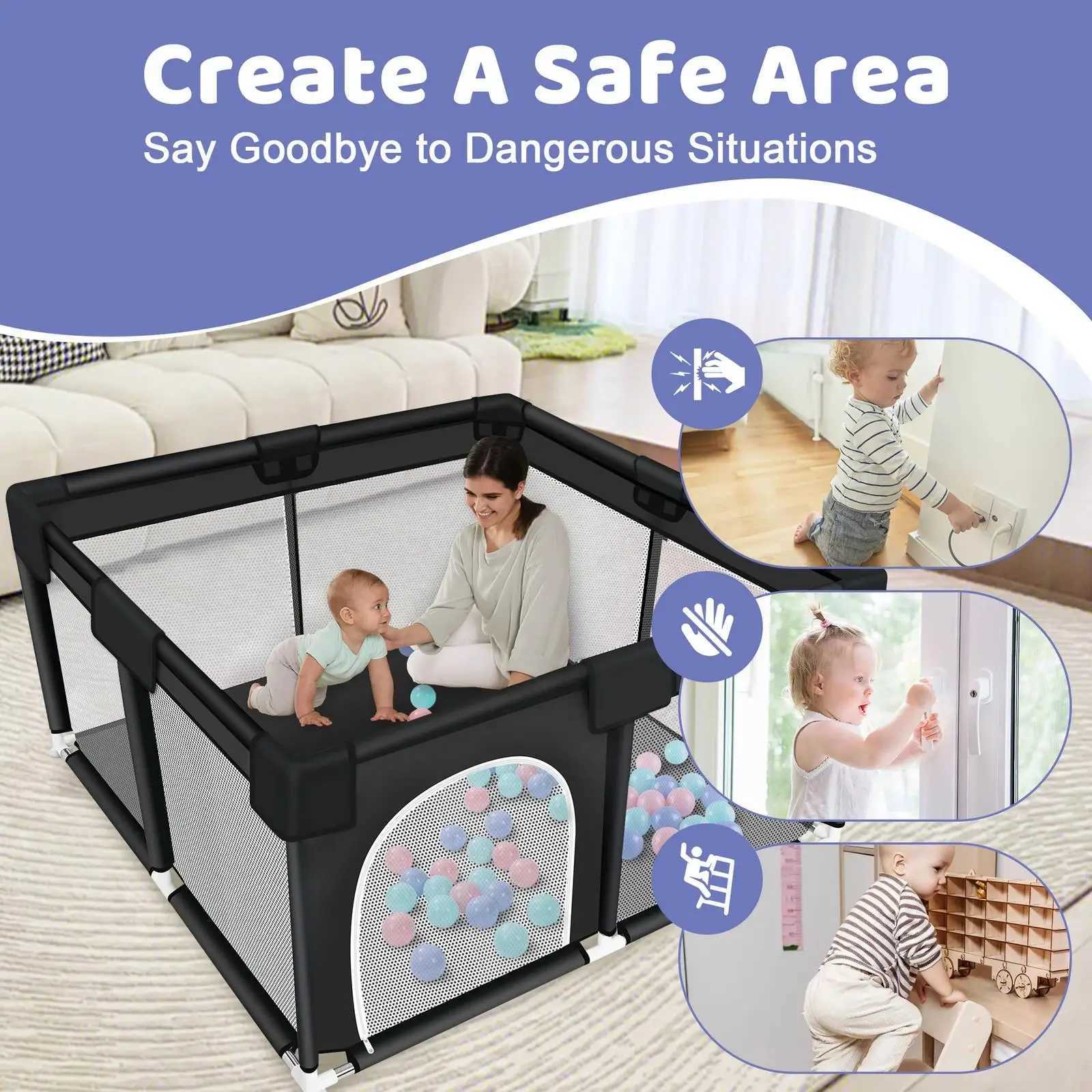 ANGDUO Square Baby Playpen Large 5050 Inch Safet Baby Activity Fence Safety Baby Playard For Boy Girl Indoor Outdoors Usage C250929