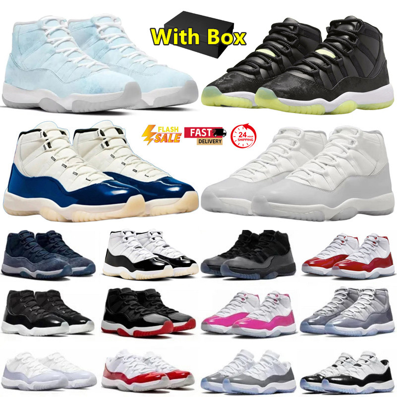 with box 11 11s mens basketball shoes Purple Rain Bred Velvet Neapolitan Cherry Cool Grey University Blue men women trainers sports sneakers